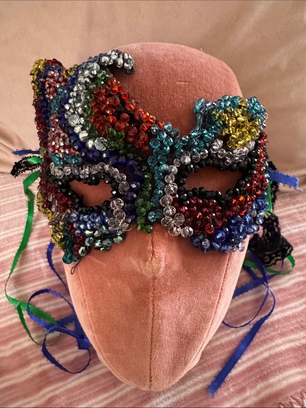 Vintage Beaded Multicolor Margo Gras/Masquerade Mask